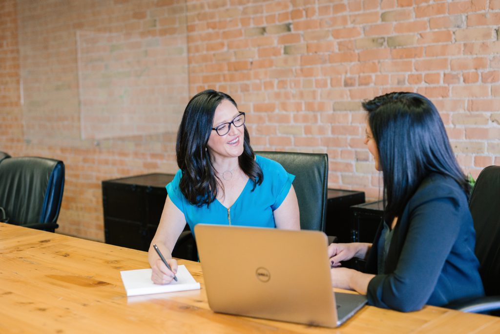 onboarding process women talking
