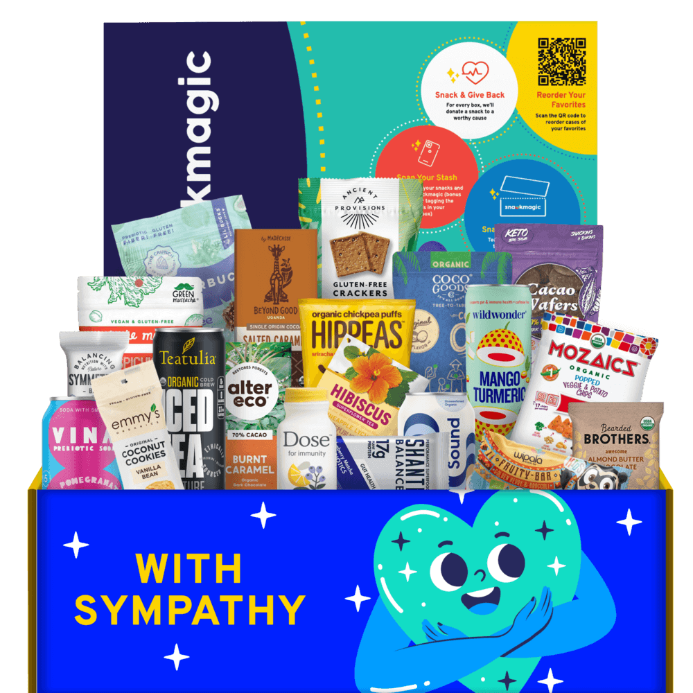 A huge SnackMagic box full of snacks and sips meant to express sympathy and offer comfort.